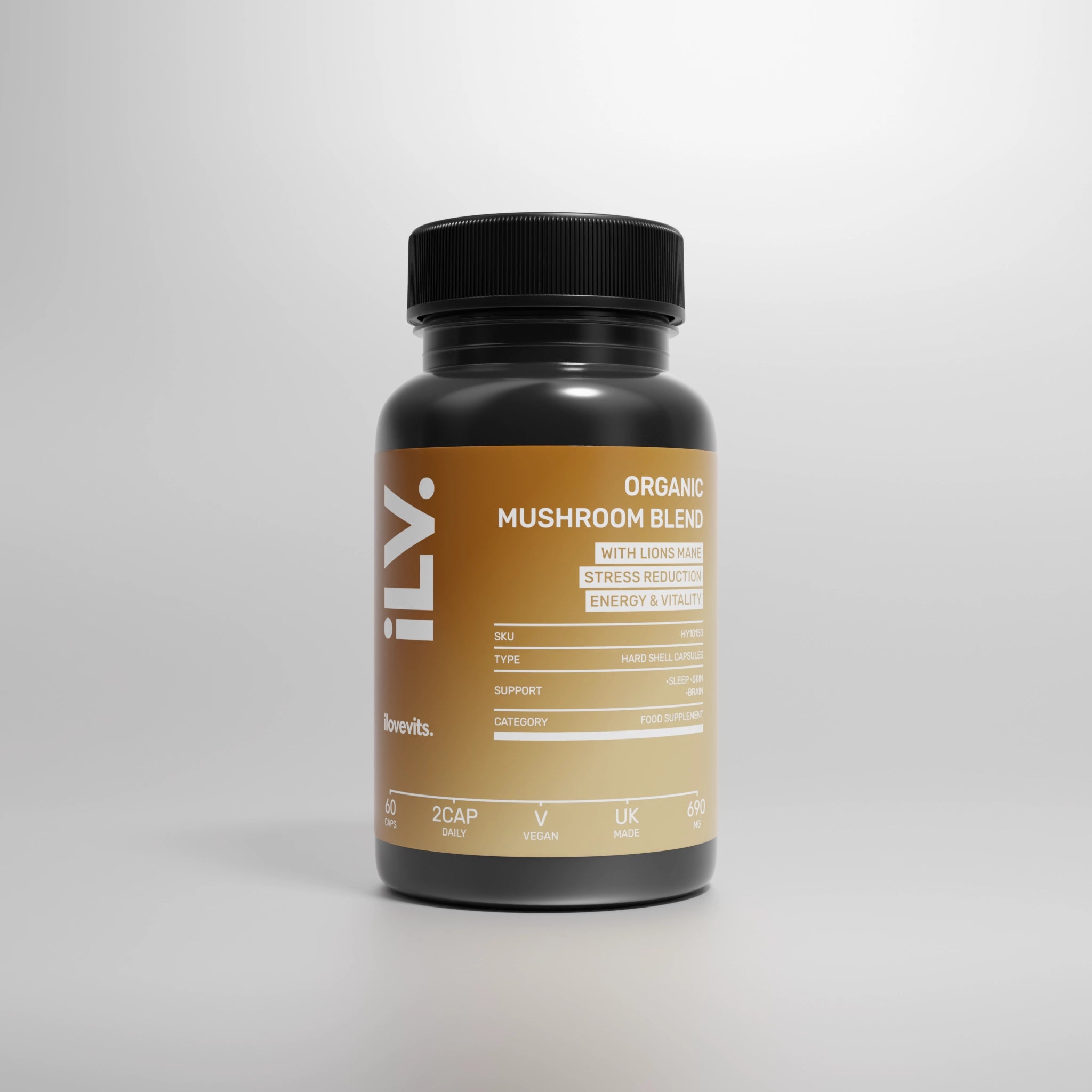 iLV Organic Mushroom Blend – Lion's Mane, Reishi, Chaga & Cordyceps